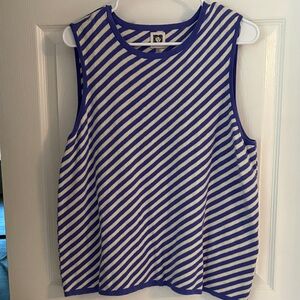 Anne Klein Striped Sleeveless Tank - Blue & White